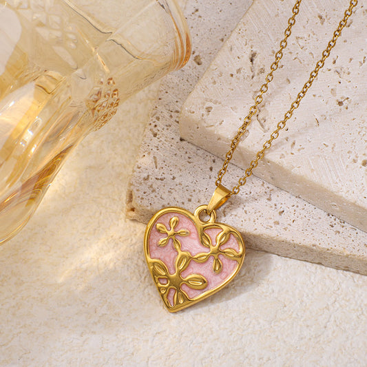 Pink Heart-shaped Pendant Necklace