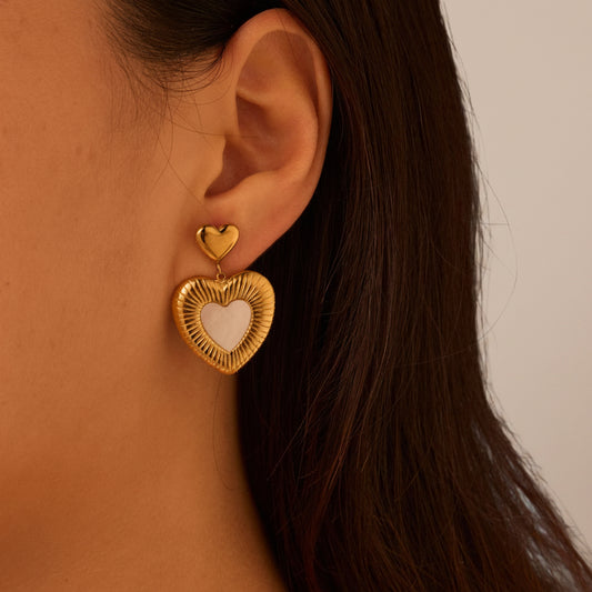 White Heart Earrings